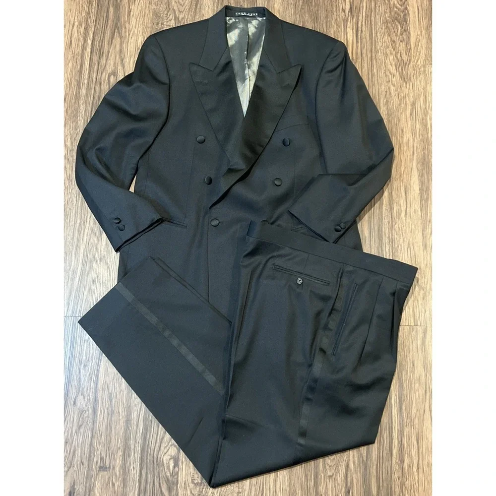 HUGO BOSS Men's Tuxedo Suit Color Black 48L Black 100% Virgin Wool